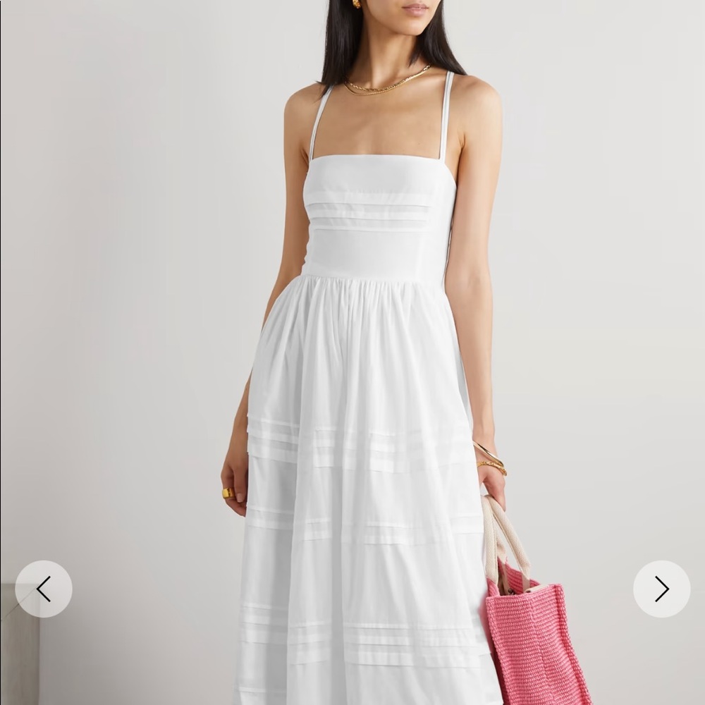 STAUD Brigette Open-Back Pintucked Cotton-Poplin Maxi Dress - Size Medium